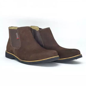 Bota Botina Masculina Chelsea Couro Nobuck Angus + Carteira Cinto Chapéu