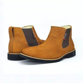 Bota Botina Masculina Chelsea Couro Nobuck Angus + Carteira Cinto Chapéu
